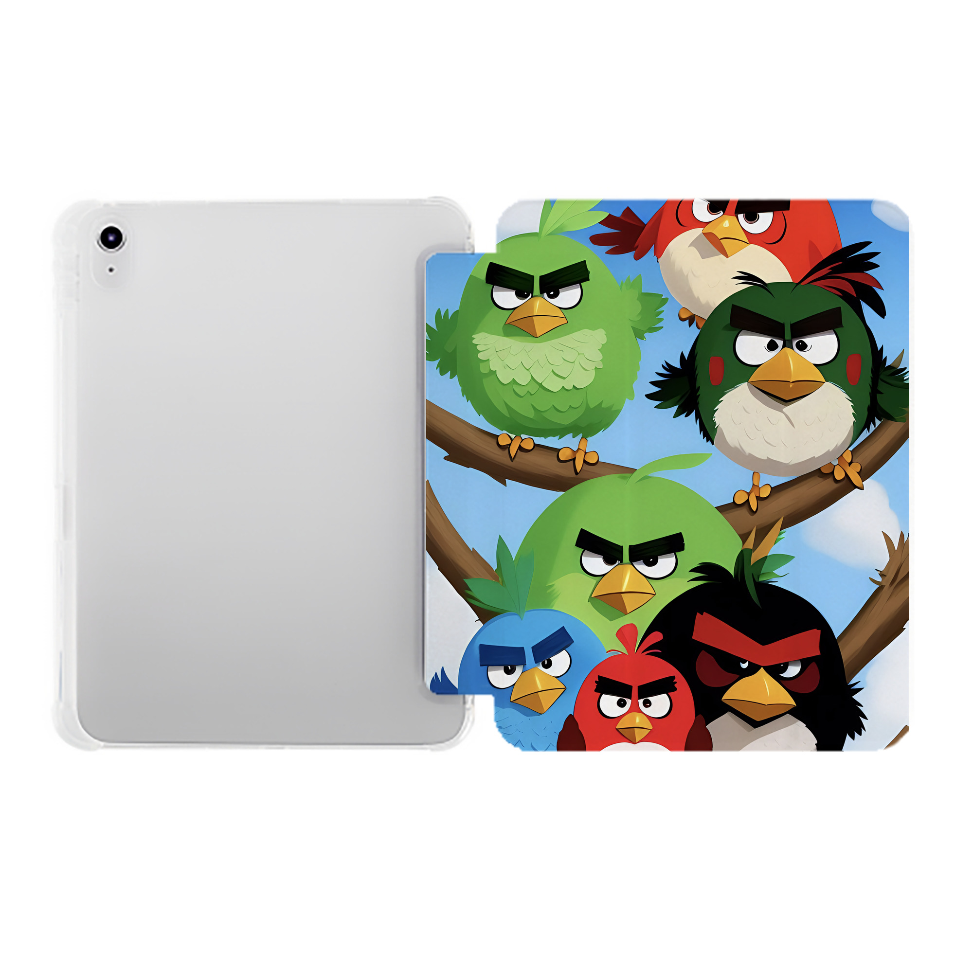 （画像用） Angry Birds アングリーバード IPad ケース ペン収納付き 三つ折りスタンド PUレザー×シリコン 対応機種9.5/10.5/10.9インチ